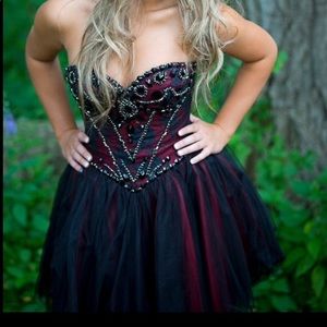 Sadie Hawkins red and black formal dress